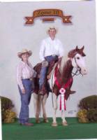2009 APHA Zone 10 Show Junior reining futurity winner Lean On Diamond Peppy with rider/trainer Kim Smith.  Picture taken by Arto.